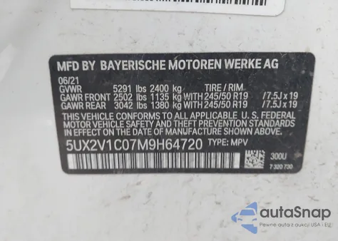 2021 BMW X4 xDrive30I from USA, damaged, VIN 5UX2V1C07M9H64720